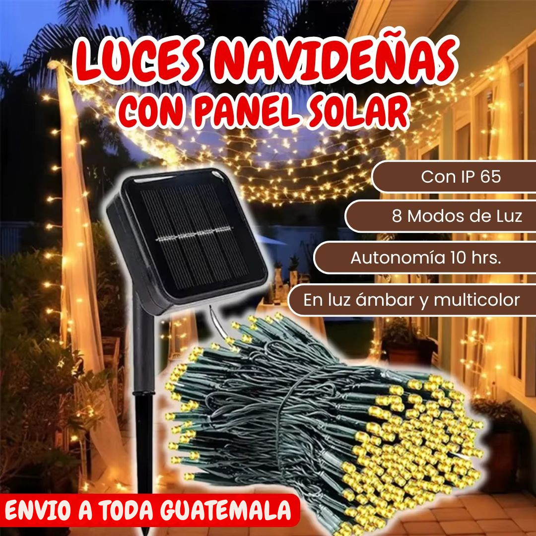 LUCES NAVIDEÑAS CON PANEL SOLAR 200 LED - 20 METROS – Guatemala